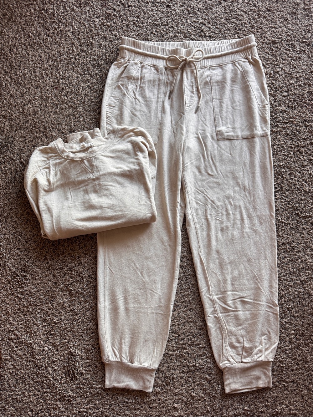 Workshop Republic Shirt Pants Pajama Set Cream Monochromatic Women’s Large